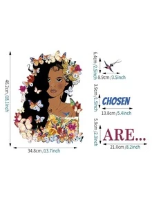 1 pieza Pegatina de pared con estampado de slogan y figura - Amarillo - Ver 2