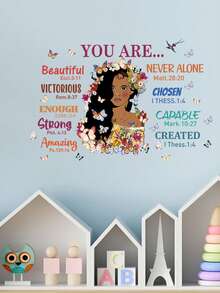 1 pieza Pegatina de pared con estampado de slogan y figura - Amarillo - Ver 4