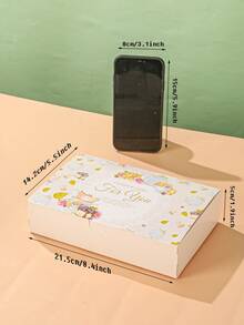 4 piezas Caja de embalaje con estampado floral con letra - Blanco - Ver 3