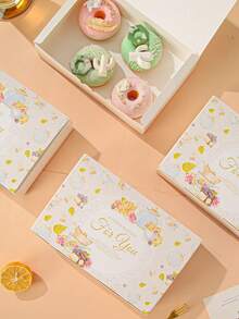 4 piezas Caja de embalaje con estampado floral con letra - Blanco - Ver 5