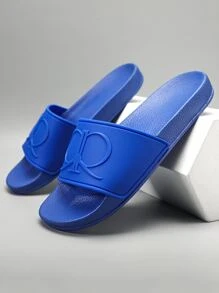 Men Single Band Slides, Blue Plastic Slides - Navy Blue - View 1