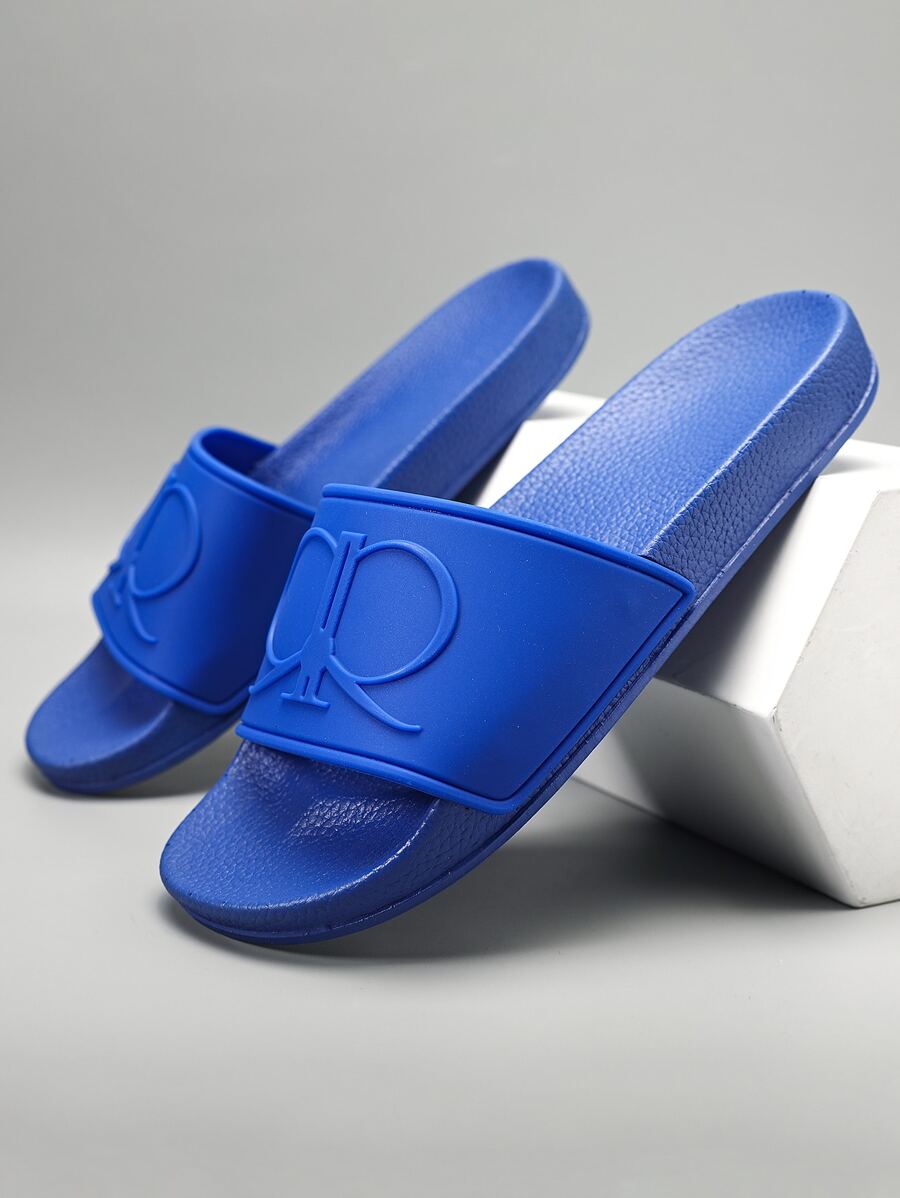 Men Single Band Slides, Blue Plastic Slides - Navy Blue - View 1