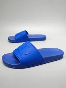 Men Single Band Slides, Blue Plastic Slides - Navy Blue - View 3