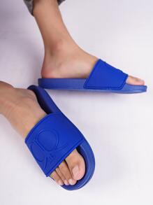 Men Single Band Slides, Blue Plastic Slides - Navy Blue - View 5