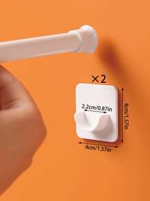 2pcs Curtain Rod Wall Mount Brackets Without Drilling, Multiple Sizes Available - White - View 4