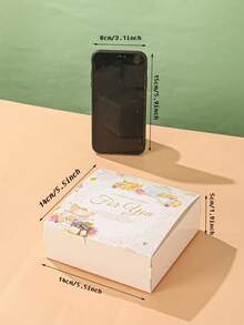 4 piezas Caja de embalaje con estampado floral con letra - Blanco - Ver 3