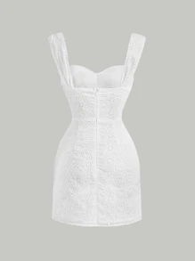 SHEIN MOD Ruched Bust Split Hem Schiffy Corset Structure Cami Dress,White Graduation Dress,Business Casual Woman - White - View 2