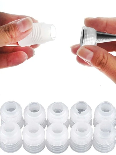 10pcs Cake Decorating Nozzle Converter, Small White Plastic Piping Converter For Baking