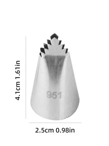 1 pieza Boquilla de tubería de acero inoxidable, punta de tubería de hoja de crema para hornear - Plateado - Ver 2