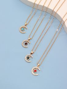 月亮和星星吊墜項鍊 - 綠色 - 查看 1