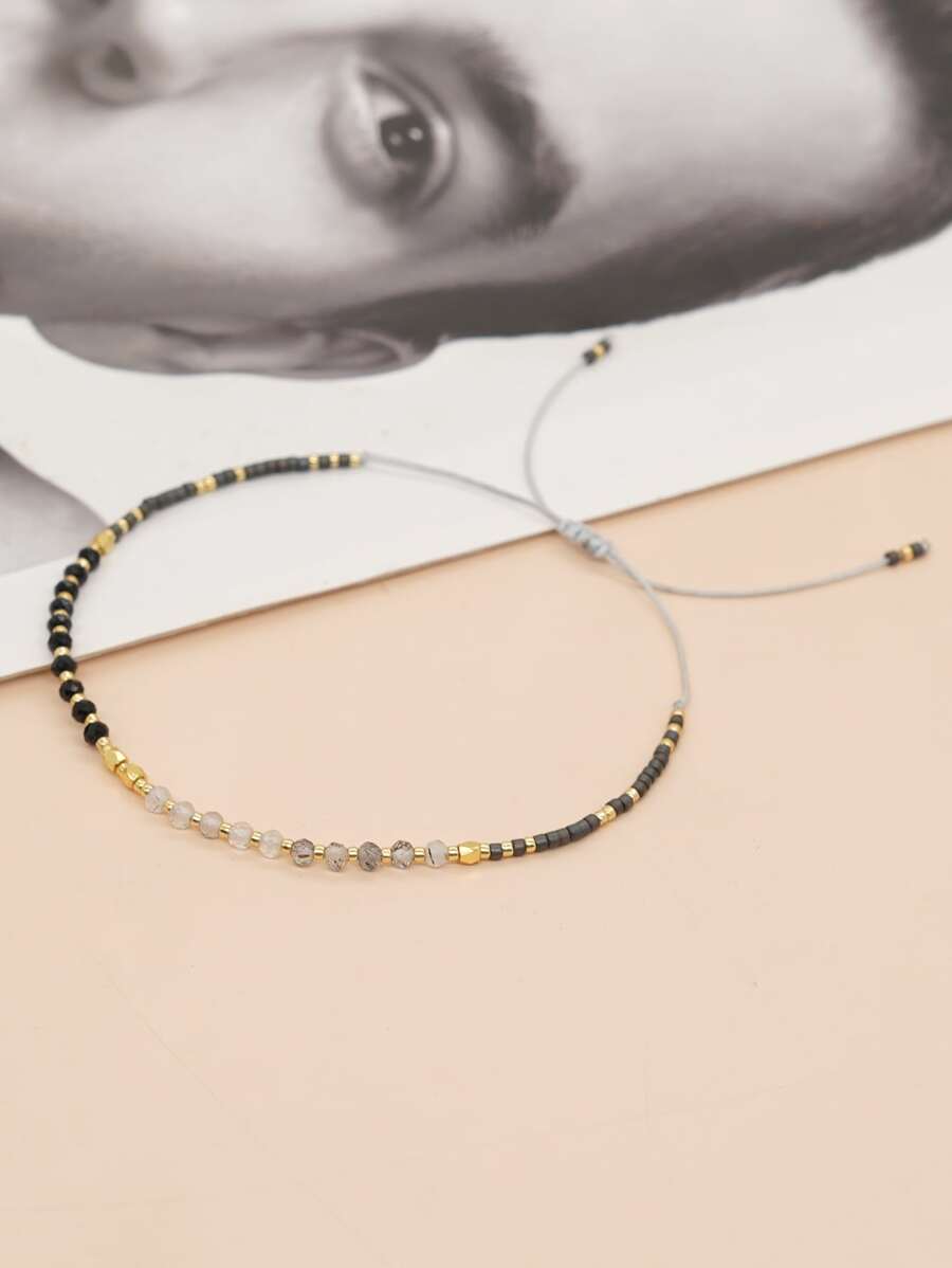 Color Block Beaded String Bracelet - Multicolor - View 1