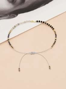 Color Block Beaded String Bracelet - Multicolor - View 2
