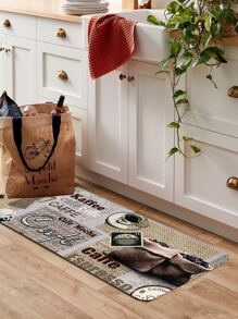1pc Coffee Print Kitchen Rug - Multicolor - View 4