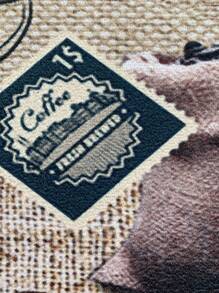 1pc Coffee Print Kitchen Rug - Multicolor - View 5