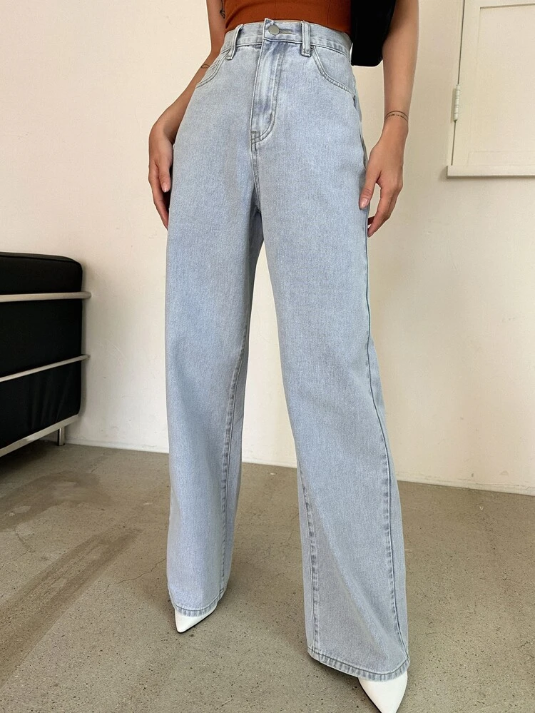 Slant Pocket Straight Leg Jeans