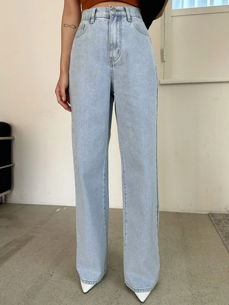 Slant Pocket Straight Leg Jeans