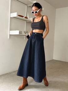 DAZY 斜插口袋牛仔裙