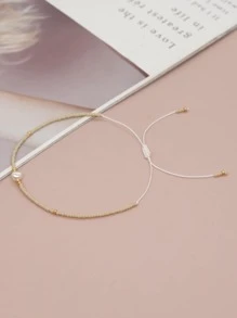 1入組天然白色水泡珍珠和珠子可調節手鍊 - 彩色 - 查看 3