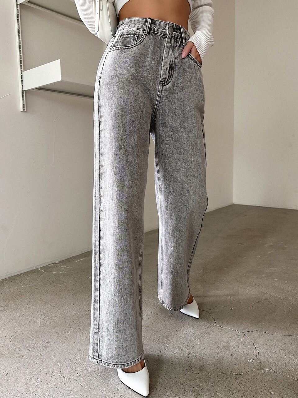 High Waist Straight Leg Jeans