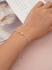 1入組天然白色水泡珍珠和珠子可調節手鍊 - 彩色 - 查看 2