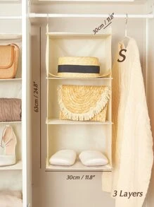 SHEIN Basic living 1 cái Giá treo tủ quần áo 3 kích thước để đựng túi/giày dép/quần áo/mũ trang trí mùa thu trang trí lễ hội trang trí phòng trang trí nhà trang trí mùa thu trang trí phòng ngủ quà tặng giáng sinh cho ngày lễ - Màu be - Xem 3