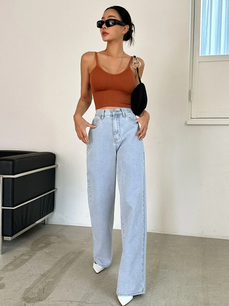 Slant Pocket Straight Leg Jeans