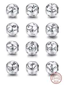 Constellation Symbol Detail Ball DIY Silver Bead - Silver - View 1