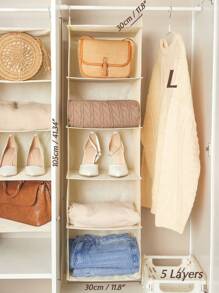 SHEIN Basic living 1 cái Giá treo tủ quần áo 3 kích thước để đựng túi/giày dép/quần áo/mũ trang trí mùa thu trang trí lễ hội trang trí phòng trang trí nhà trang trí mùa thu trang trí phòng ngủ quà tặng giáng sinh cho ngày lễ - Màu be - Xem 5