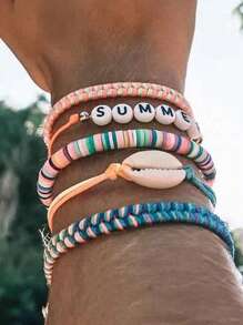 5入組貝殼裝飾手環 - 彩色 - 查看 1