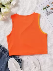 Áo ba lỗ dệt kim sọc Tween Girl, thiết kế sọc cổ điển, chắp vá hai tông màu, vải dệt kim thoải mái - Nhiều màu - Xem 2