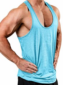 Manfinity Sport PWRUP Men Racerback Sports Tank Top - Blue - View 3
