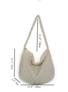 Lattice Quilted Shoulder Bag, Large Capacity Crossbody Bag, Solid Color Women's Tote Bag Women Quilted Tote Bags Fashion Padded Shoulder Bag Large Capacity Handbag