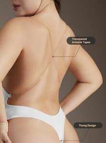 1pc Women Tummy Control Sexy Backless Thong Bodysuit - White - View 5