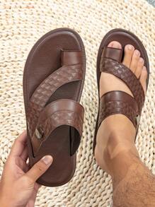 男士風格舒適休閒阿拉伯拖鞋 - 咖啡棕 - 查看 1