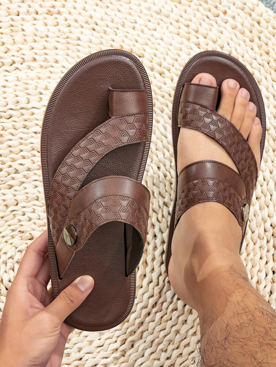 男士風格舒適休閒阿拉伯拖鞋 - 咖啡棕 - 查看 1