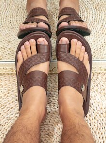 男士風格舒適休閒阿拉伯拖鞋 - 咖啡棕 - 查看 4