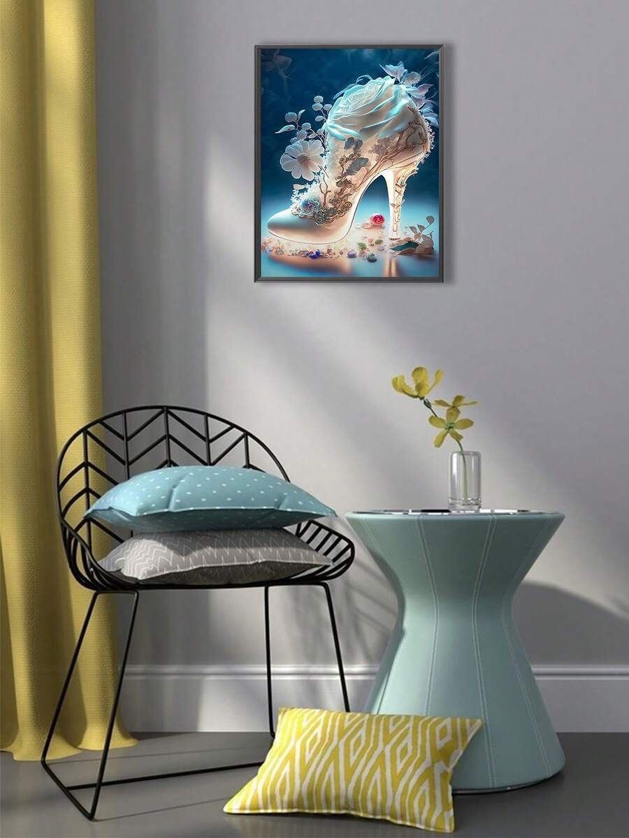 1set PMMA DIY Diamond Painting Without Frame, High Heel Shoes Pattern DIY Diamond Unframed Painting For Home Decor, Gift - Multicolor - View 1