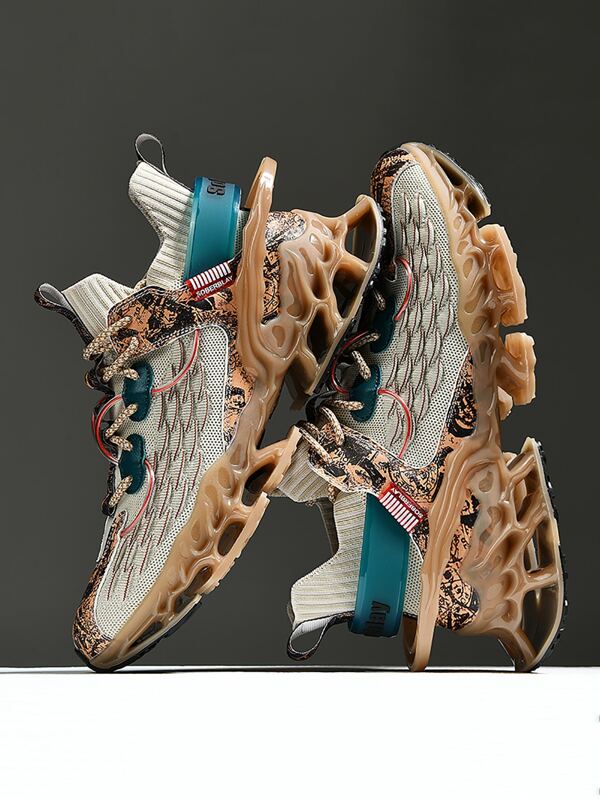 Uomo Scarpe da corsa con grafica lettera con lacci frontale sportivo esterno tessuto