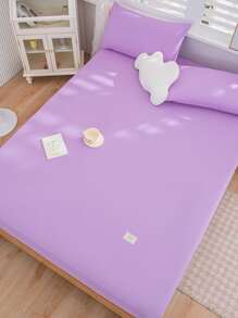 1 Tấm Đồng Bằng Được Trang Bị, Vải Màu Tím Hiện Đại Được Trang Bị Tấm Đáy Cho Gia Đình - Màu tím hoa cà - Xem 5