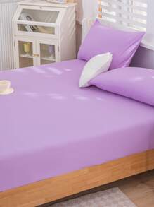 1 Tấm Đồng Bằng Được Trang Bị, Vải Màu Tím Hiện Đại Được Trang Bị Tấm Đáy Cho Gia Đình - Màu tím hoa cà - Xem 4