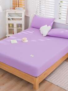 1 Tấm Đồng Bằng Được Trang Bị, Vải Màu Tím Hiện Đại Được Trang Bị Tấm Đáy Cho Gia Đình - Màu tím hoa cà - Xem 6