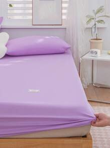 1 Tấm Đồng Bằng Được Trang Bị, Vải Màu Tím Hiện Đại Được Trang Bị Tấm Đáy Cho Gia Đình - Màu tím hoa cà - Xem 3