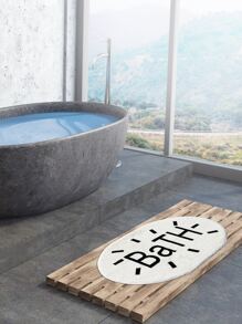 Letter Graphic Non-Slip Bath Mat Home Bathroom Decor Bath Rug Floor Carpet Outdoor Rug Door Mat Fall Decor Bathroom Accessories Back To School Entryway Decor - Black and White - View 3