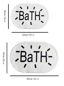 Letter Graphic Non-Slip Bath Mat Home Bathroom Decor Bath Rug Floor Carpet Outdoor Rug Door Mat Fall Decor Bathroom Accessories Back To School Entryway Decor - Black and White - View 4