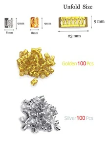 200 piezas Joyas para el cabello para mujeres Trenzas, DreadLock Beads Decoraciones para el cabello Anillos de aluminio Clips Puños de metal ajustables Trenzado Accesorio para el cabello unisex - Multicolor - Ver 4