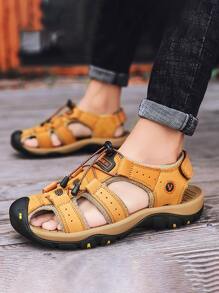 Dép thể thao nam dây rút phía trước, dép thể thao ngoài trời - màu đen - Xem 1