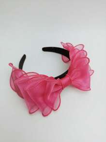 1入組女士網紗蝴蝶結裝飾時尚髮箍適用於裝飾用品 - 玫紅色 - 查看 2