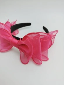 1入組女士網紗蝴蝶結裝飾時尚髮箍適用於裝飾用品 - 玫紅色 - 查看 3