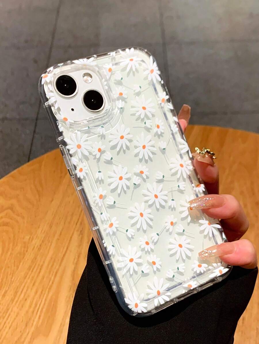 Flower Pattern Clear Phone Case - Multicolor - View 1