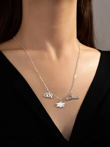 專業帽子墜飾項鍊 - 銀色 - 查看 1